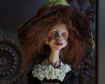 Art Doll Vintage Artist Doll Handmade Artistic Doll with Hat OOAK Original Designer