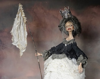 Artdoll vintage art doll handmade artistic doll chess chess white lady