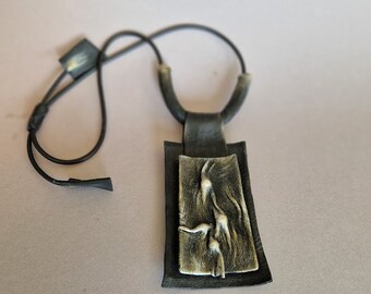 Statement designer necklace, black brown leather necklace, leather necklace, long oversize leather necklace, extravagant black necklace