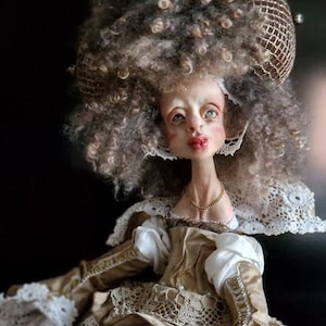 Art Doll Vintage Artist Doll Handmade Artistic Doll with Lace Skirt OOAK Original Designer