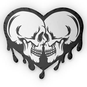 Dripping Skull Heart Shaped Pillow - Gothic Décor for Lovers of the Dark & Romantic