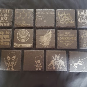 Custom Laser Engraved Slate Coasters