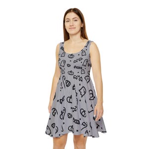 Halloween Print Gray Women&#39;s Skater Dress