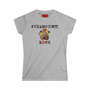 May include: Gray t-shirt with a colorful graphic of a steampunk heart and the text "STEAMPUNK LOVE"