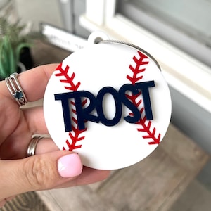Baseball Bag Tag for Kids Custom Name Baseball Keychain for Baseball Player Gift for Baseball Coach Personalized Baseball Stocking Stuffer
