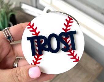 Personalized Baseball Keychain: Team Sport Bag Tag, Coach Gift