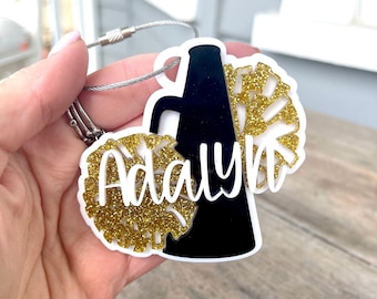 Cheer Bag Tag Personalized Bag Tag for Cheerleading Keychain Cheer Gift for Girl Cheerleader Stocking Stuffer Gift for Cheer Coach Gift
