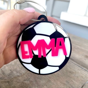 Personalized Soccer Bag Tag for Kids Custom Name Soccer Keychain for Soccer Team Gift for Soccer Coach Gift Soccer Stocking Stuffer