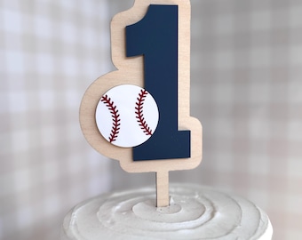 Baseball Birthday Cake Topper, Acrylic Number Topper for Sports Birthday Party