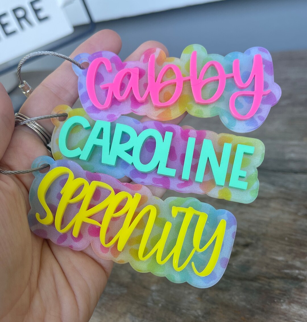 Name Keychain Rainbow Name Keychain Rainbow Personalized Bag Tag Personalized Gift Colorful ...