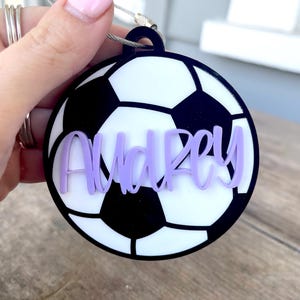 Personalized Soccer Bag Tag for Kids | Custom Name Soccer Keychain | Soccer Team Gift | Soccer Coach Gift | Easter Basket Stuffer