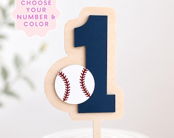 Baseball Birthday Cake Topper, Acrylic Number Topper for Sports Birthday Party