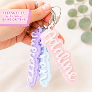 Name Keychain Personalized Bag Tag Personalized Gift Backpack Tag Gift for Boy Gift for Girl Bogg Bag Tag Stocking Stuffer