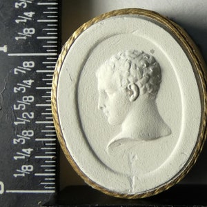 Antique grand tour circa 1820 plaster intaglio cameo 273 shows Palamedes