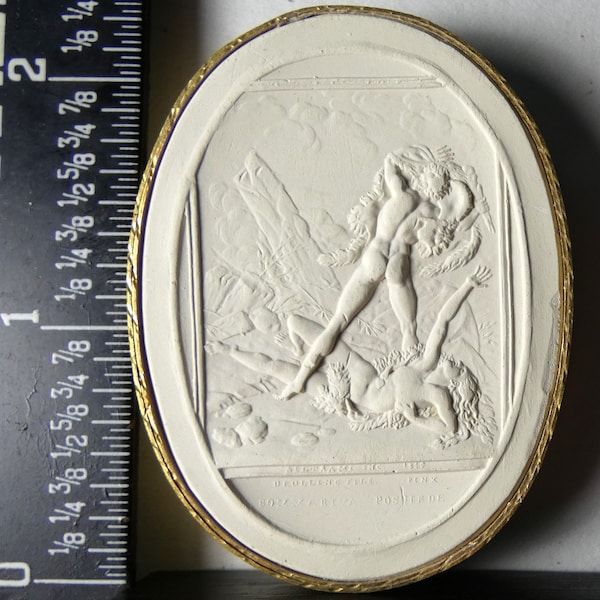 Antique grand tour circa 1830 plaster intaglio cameo 65 shows the first killing by Cain