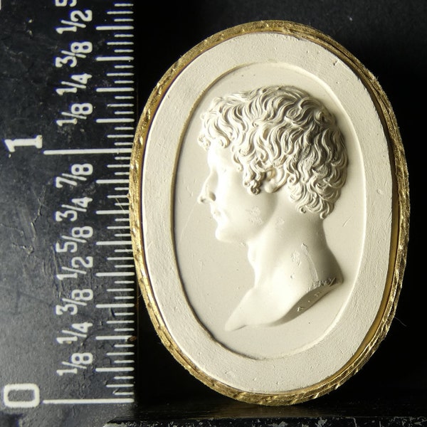 Antique grand tour circa 1820 plaster intaglio cameo 305 by Paoletti shows the head of Bertel Thorvaldsen