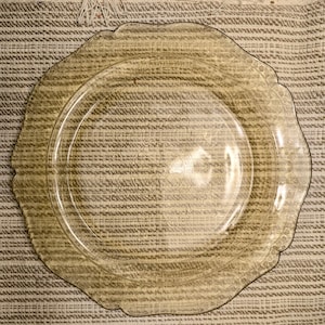 Vintage Federal Glass Madrid Amber platter, circa 1930s