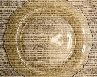 Vintage Federal Glass Madrid Amber platter, circa 1930s