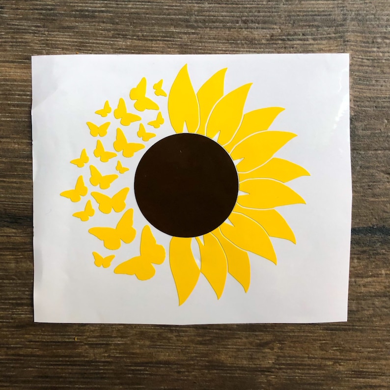 Download Sunflower decal butterfly adhesive vinyl | Etsy