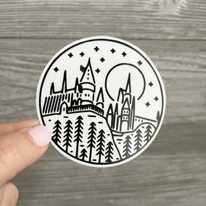 Sticker, Wizard, castle, water bottle sticker
