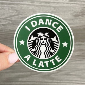 Dance sticker, I dance a latte, water bottle sticker