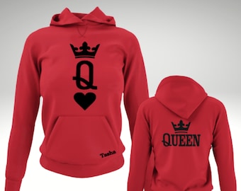 Queen of Hearts Personalized Hoodie-Valentine's Day Gift-Birthday Gift for Her