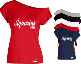 Aquarius Women's Personalized Zodiac Off The Shoulder Shirt-Aquarius Women's Personalized Birthday Shirt-May Birthday-June Birthday