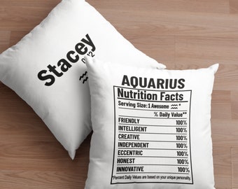 Aquarius Zodiac Nutrition Personalized Pillow Cover-Aquarius Pillowcase-Aquarius Gift Idea-Aquarius Horoscope Gift Idea