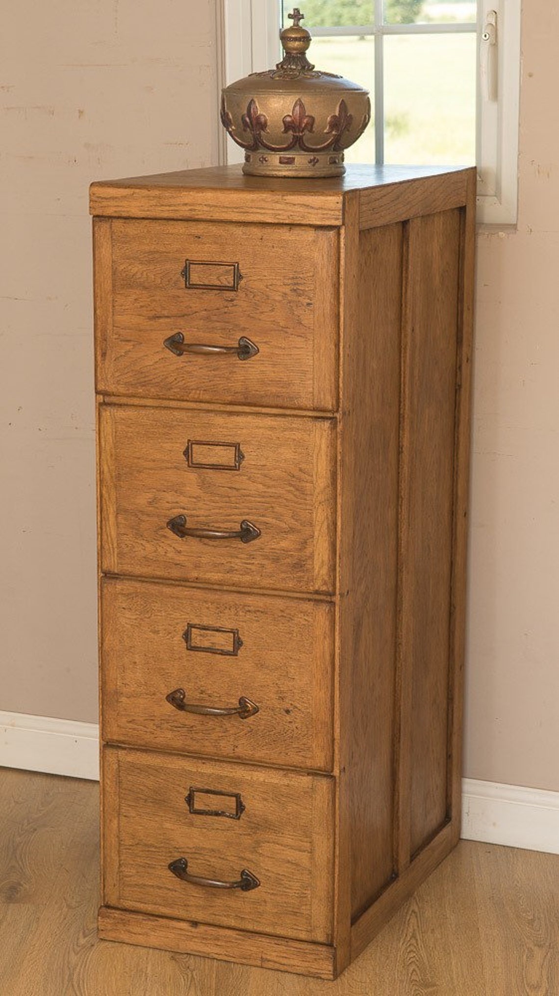 Vintage solid oak filing Etsy