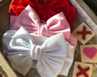 Valentine's Day baby girl headbands, big bows, head wrap, baby headwraps, girl hair bows, nylon headbands, headbands and bows, toddler bows
