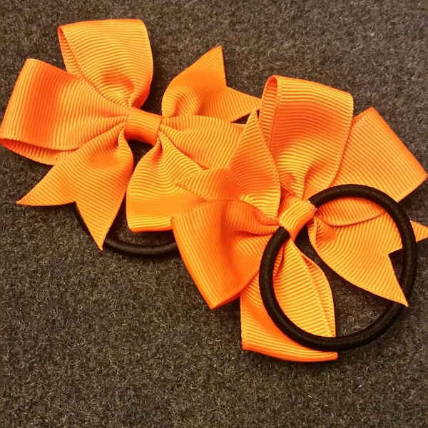 Orange 3 Inch Boutique Pinwheel Hair Bow Tie, Bow Hair Tie, Baby Bows, Toddler Bows, Hair Ties, Ponytail Holder, Hair Rope