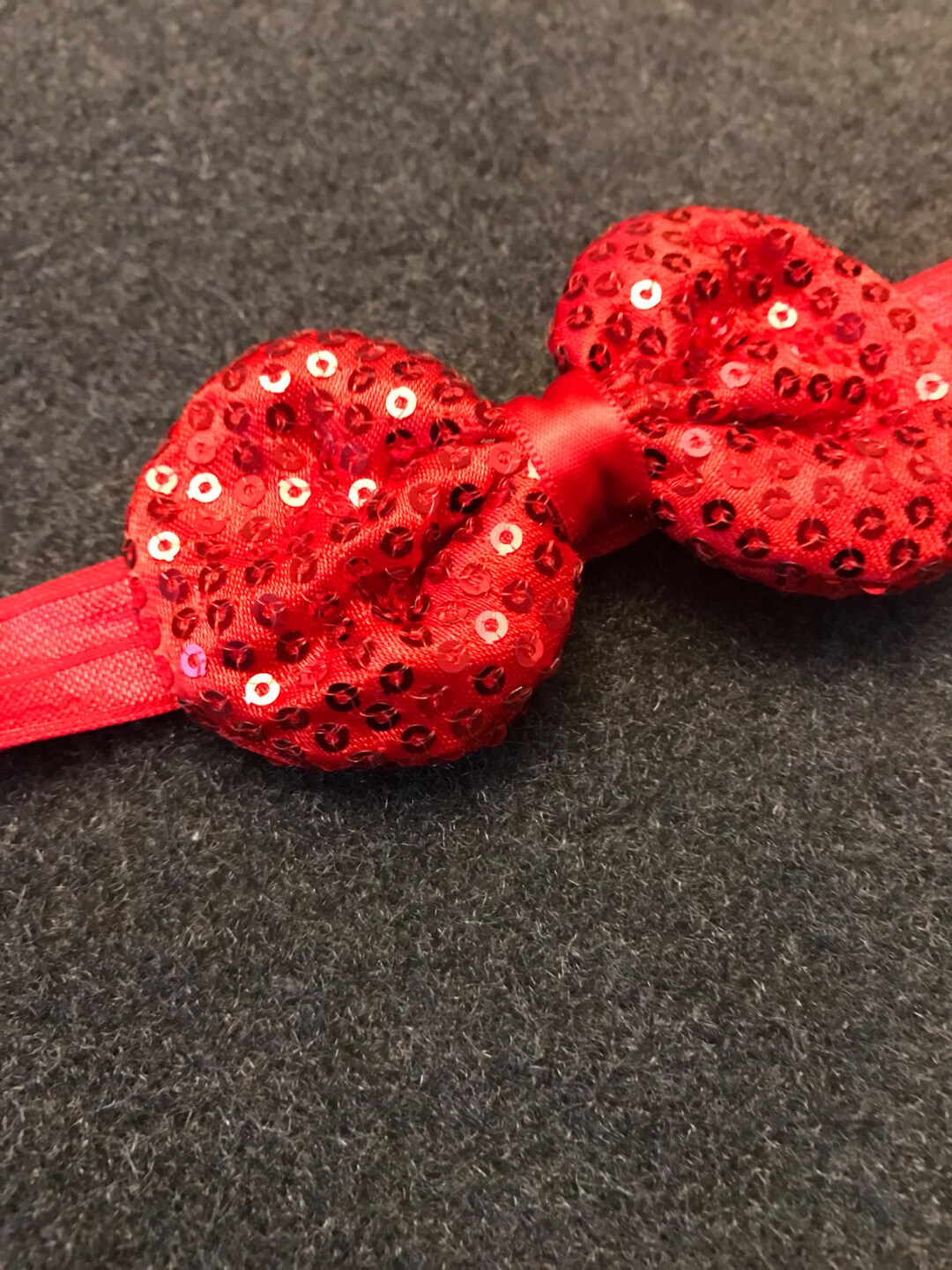 Red Bow Headband, Red Sequin Bow Headband, Baby Bow Headband, Sparkly