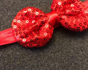 Red Bow Headband, Red Sequin Bow Headband, Baby Bow Headband, Sparkly Bow Headband, Sequined Bow Headband, Red Bow, Baby Bows, Toddler