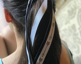 Ponytail Holder, Ponytail Streamer,  Hair Tie, Arrow Bows, Cheerleading Hair Bows, Cheerleading Hair Ties, Baby Bows, Toddler Bows, Ponytail