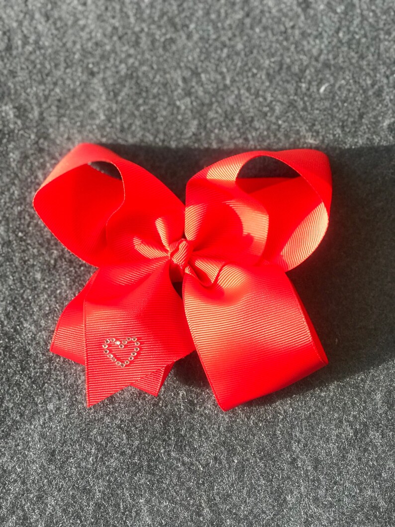 girls hair bow nylon headband big hair bow large bow red hair bow toddler hair bow Valentine\u2019s Day baby hair bow heart hair bow
