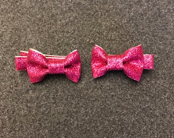 Set of 2 Glitter Bow Clips, Mini Glitter Bow Clips, Sparkly Bow Clips, Baby Bows, Sparkle Bows