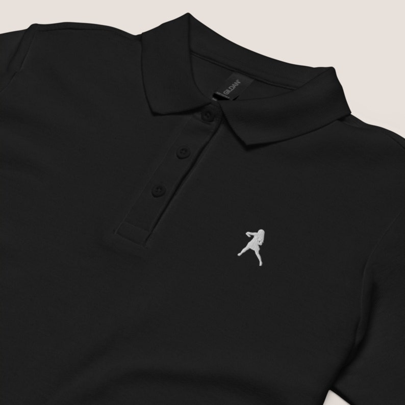 Womens Disc Golf Embroidered Logo Professional pique polo shirt/ Gildan 64800L Black