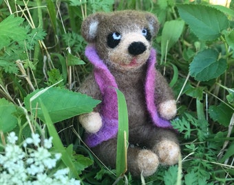 Needle Felted Bear brown Bear Handmade miniature