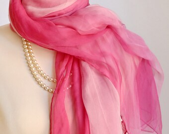 Castello Italy scarf signed silk scarf pink  stole bride shoulders wrap Wedding long scarf Ceremony clothes stole Spring Lightweight scarf