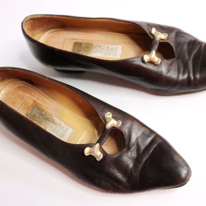 Baldinini Italien skor US6 EU36 UK4 antika pumps edwardianska skor vintage 50-talsskor bruna läderskor lyxmärkesskor bild 4
