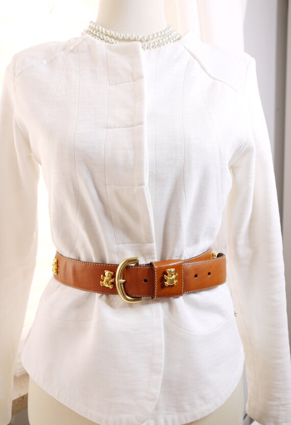 Furla signed belt for women gold brown belt genuin