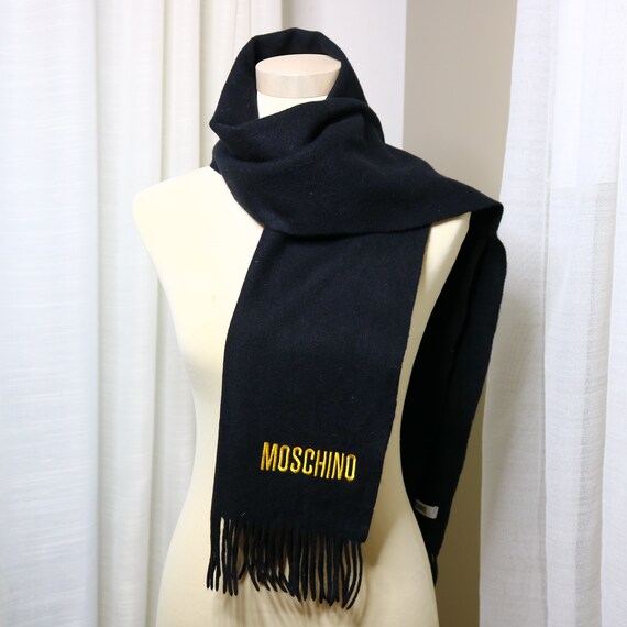 Moschino scarf black wool scarf black long scarf s