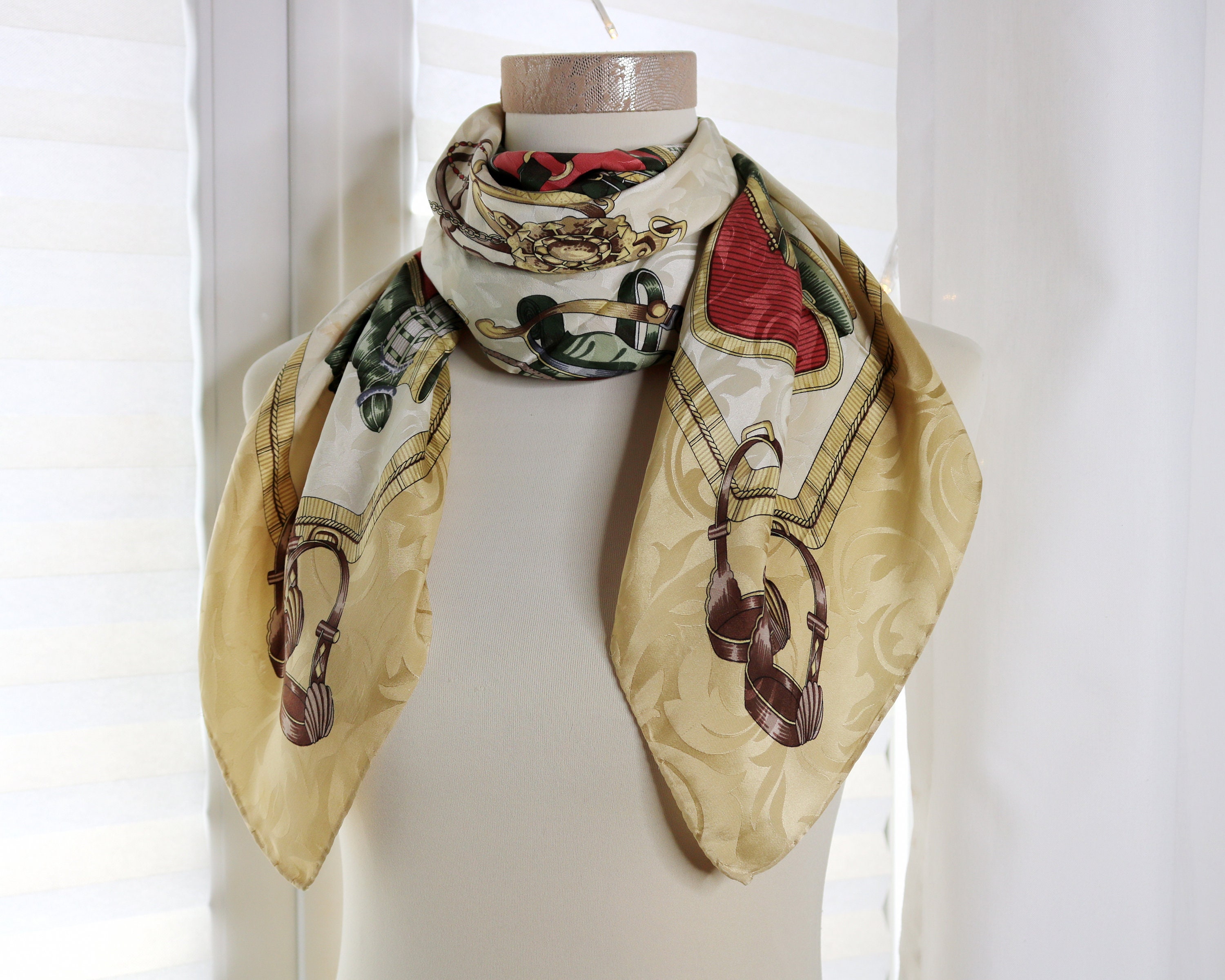 Equestrian scarf Italy silk scarf women's scarf square Etsy