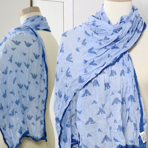 Armani Scarf Blue Cotton Scarf Emporio Armani Scarf Giorgio Armani Signature Scarf Vintage