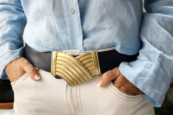 Gutos W Belt With Gold Buckle Belt With Signature Designer Belt