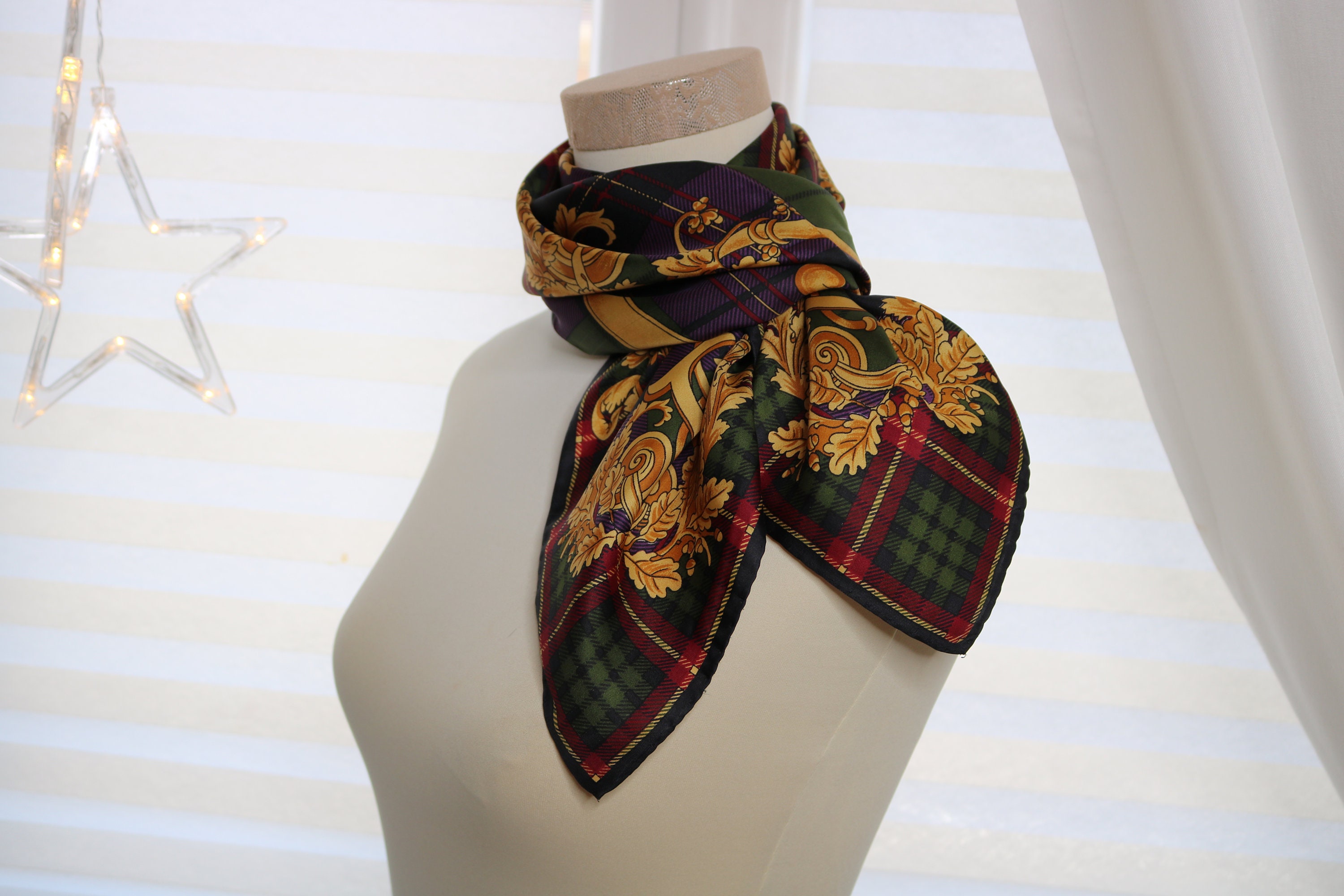 Signed scarf Italy scarf designer silk scarf gold Carré Etsy