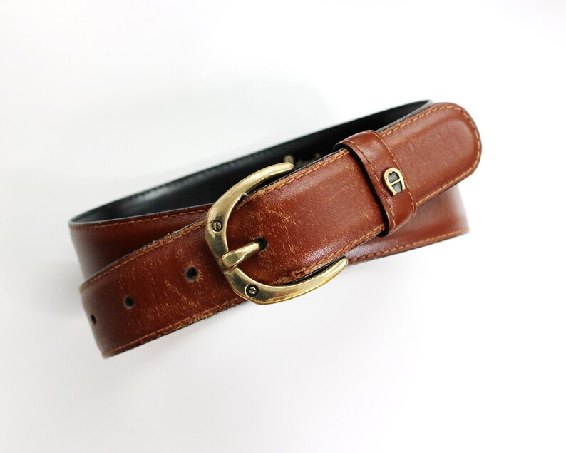 Etienne Aigner Belt Italy Belt Brown Leather Belt Vintage Belt Etsy