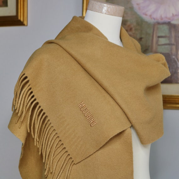 Moschino scarf wool camel long scarf Italy Moschin
