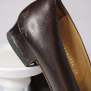 Baldinini Italien skor US6 EU36 UK4 antika pumps edwardianska skor vintage 50-talsskor bruna läderskor lyxmärkesskor bild 8