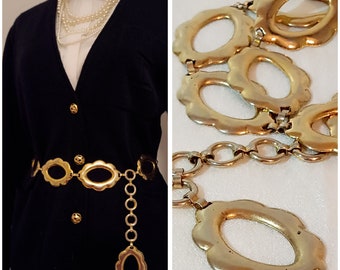 ceinture en métal doré sangle de chaîne nouée italienne pour femme ceinture de robe brillante ceinture de chaîne rétro vintage ceinture à maillons de couleur or ceinture de robe de soirée